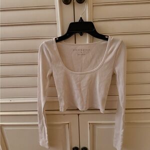 Aeropostale Cream Ribbed Long Sleeve Top